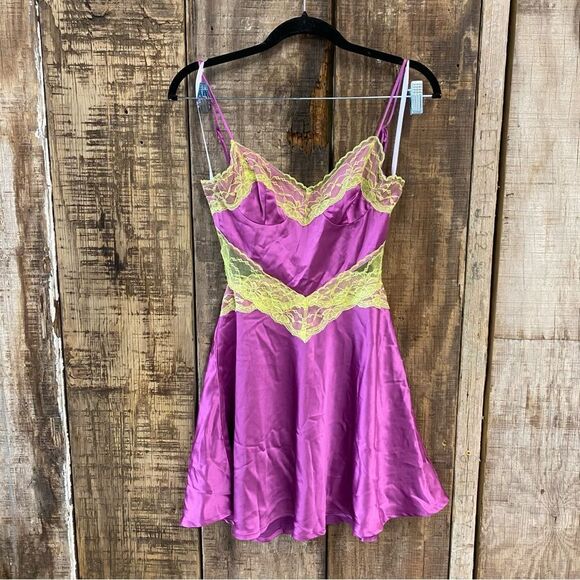 NWT More to come Kyla Mini Dress Orchid purple lace slip lingerie Revolve XS - Picture 12 of 12